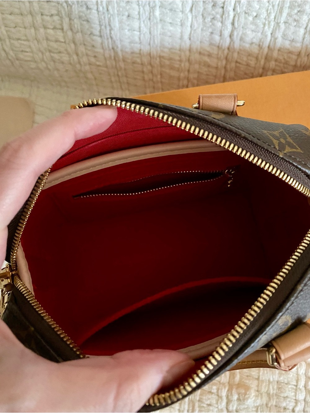 Louis Vuitton Speedy 20 Monogram Canvas Crossbody Bag Vachetta Strap Insert Box - Picture 16 of 16